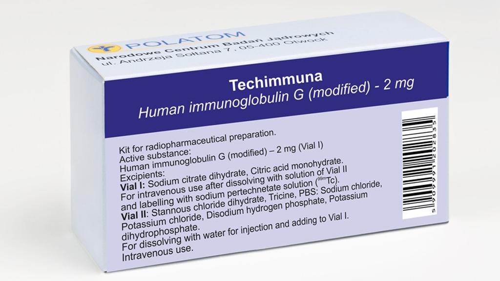 Techimmuna, 2 mg Kit for radiopharmaceutical preparation Human immunoglobulin G (modified) code: MTcK-14 Human immunoglobulin G (modified), 2 mg Human immunoglobulin G is a polyclonal antibody,