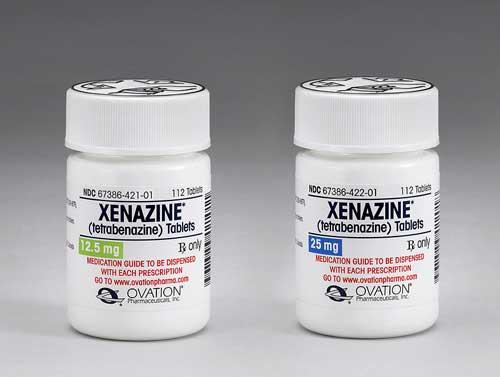 Xenazine only drug approved for Huntington s chorea in the US Xenazine Selectively inhibiting vesicular monoamine transporter enzyme (VMAT)-2, thereby depleting presynaptic dopamine Approved for
