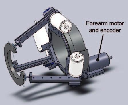 Current design employs a Maxon DC motor with cable drive mechanism, and the encoder is coupled to the motor shaft at the bottom end (not shown in this model). (a) Fig. 5.