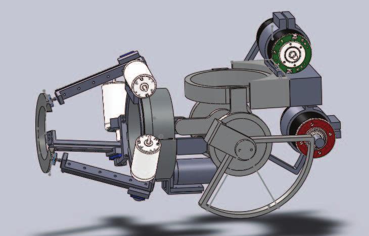 Fig. 7. (a) CAD model of the MAHI Exo II complete assembly. Manufactured MAHI Exo II complete assembly with motors, handle and counterweight attached.
