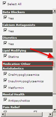 Use the scroll bar to view the Medications Other
