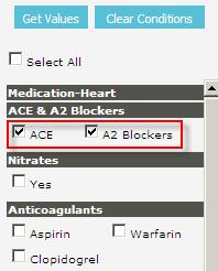 1. Un-tick box Select All. 2. Select individual medications or groups of medications.