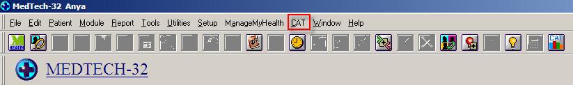 CAT Menu CAT menu can be located between ManageMyHealth and Window on