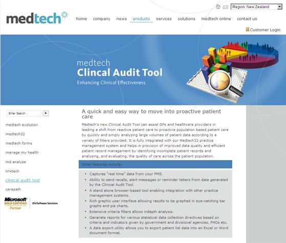 page containing information about Clinical Audit Tool. 2.