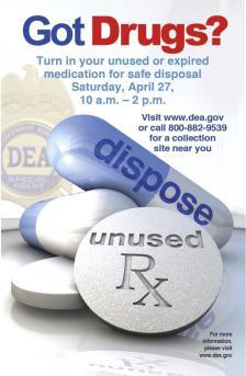 Prescription Drug Take-Back Programs National Events Several collection sites throughout the state Watch for announcements once or twice a year You may encourage your local law enforcement offices to