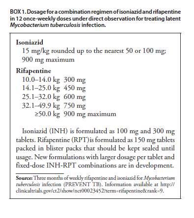 LTBI Treatment Alternative INH plus Rifapentine x 12 weekly DOT doses 3HP-DOT equal alternative to 9H or 4R for TLTBI Significantly higher completion rate (> 80%) Lower reactivation rate among 22 TB