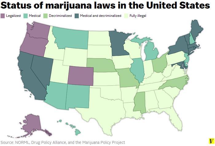 Marijuana regulations in the US today http://www.theverge.