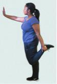 To increase stretch bend your supporting knee and hold at the point of stretch for 10 seconds. Repeat x2 each leg. 9.