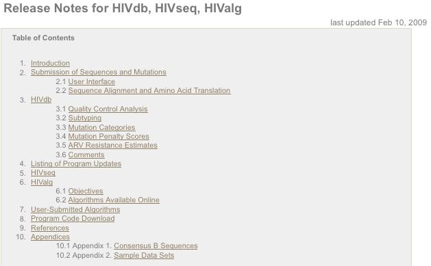 E. Release Notes 49 The HIVdb Release Notes also cover HIVseq and HIValg.