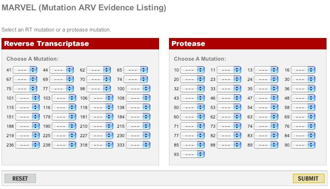 5. Mutation ARV Evidence Listing (MARVEL) 59 MARVEL provides the underlying data and references that link specific mutations to specific drugs.