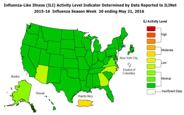 Texas and National Influenza and ILI Activity Map 2: Texas County Specific Influenza Activity, 39 Influenza activity level corresponds to current MMWR week only and does not reflect previous weeks'
