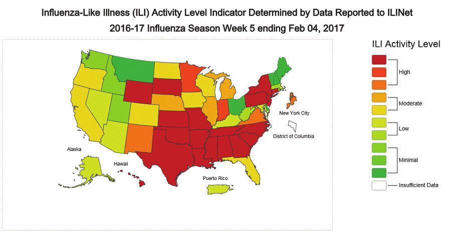us/idcu/disease/influenza/ surveillance/2017/ Map 3: ILINet Activity Indicator Map, Data collected in ILINet are used to produce a measure of ILI activity by state.