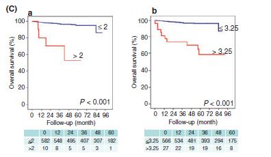 FIB--4 Survival significantly decreased in patients diagnosed with severe fibrosis,