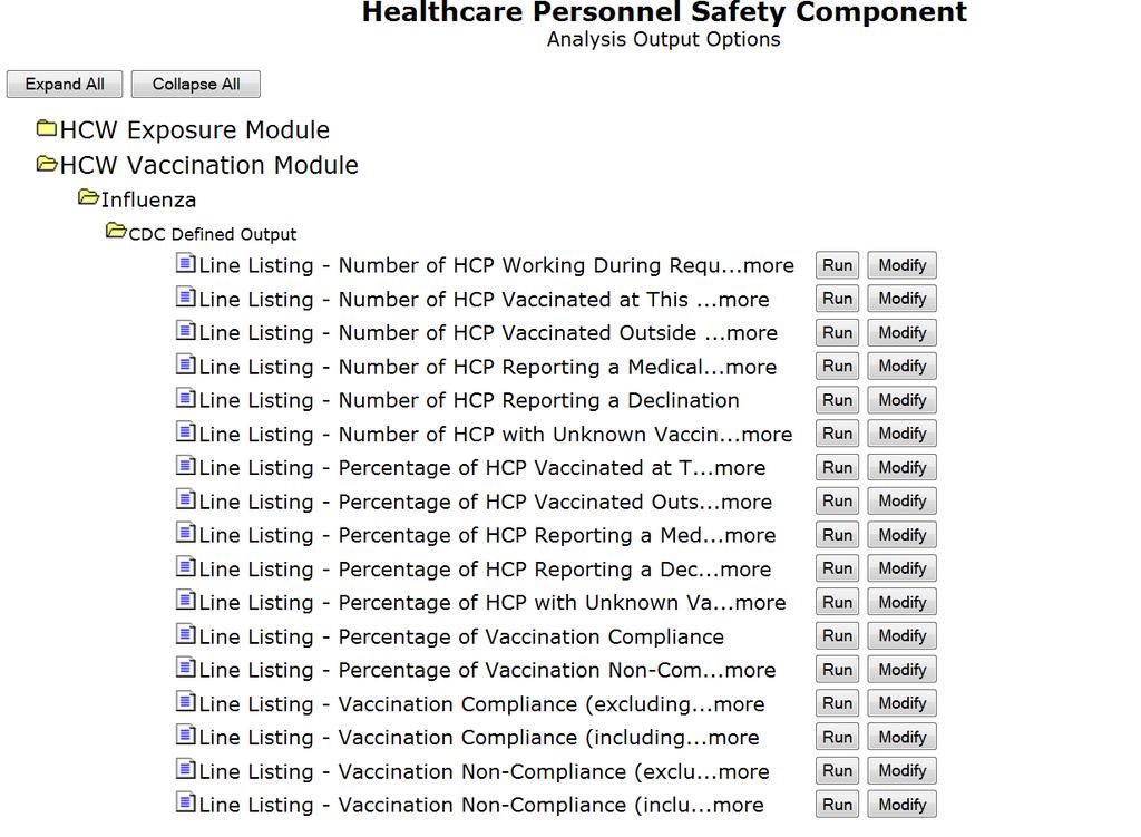HCP Influenza Vaccination Summary Data Analysis: Output Options Go to Analysis and Output Options Click
