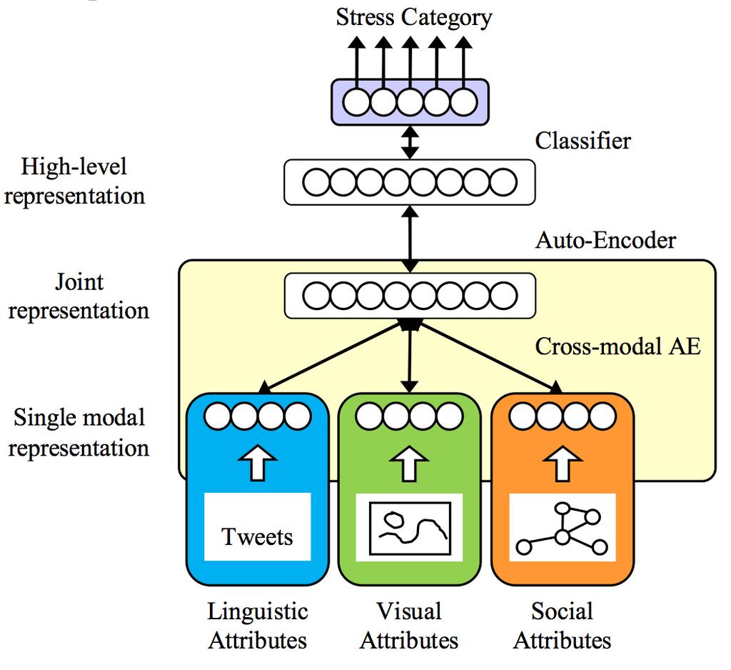We propose a cross-media auto-encoder We propose a cross-media autoencoder (CAE) to learn a joint representation from the cross-media social media data,