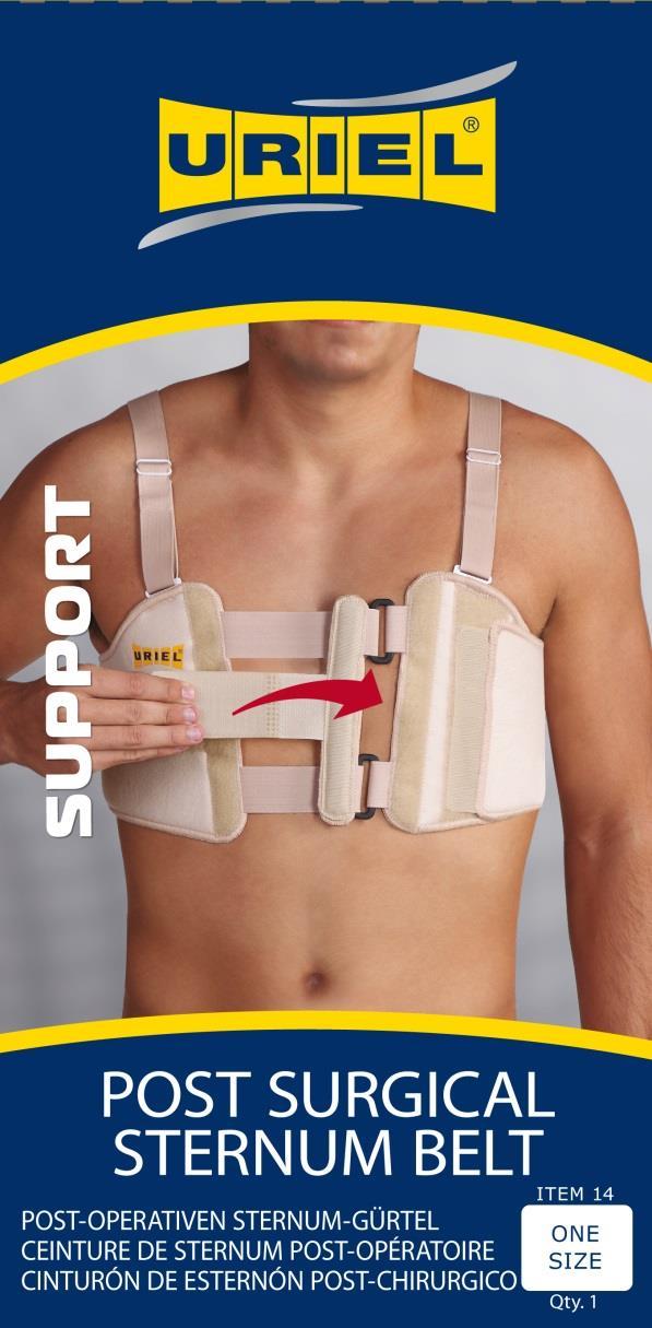 HOSPITAL 14- Post Surgical Sternum Belt This Sternum belt fits around the upper rib cage and provides compression and immobilization for the upper chest area and thoracic spine.