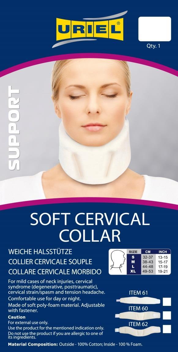 URIEL- Orthopedic Orthopedic Support Shops 60 - Soft Cervical Collar For mild cases of neck injuries, cervical syndrome (degenerative,