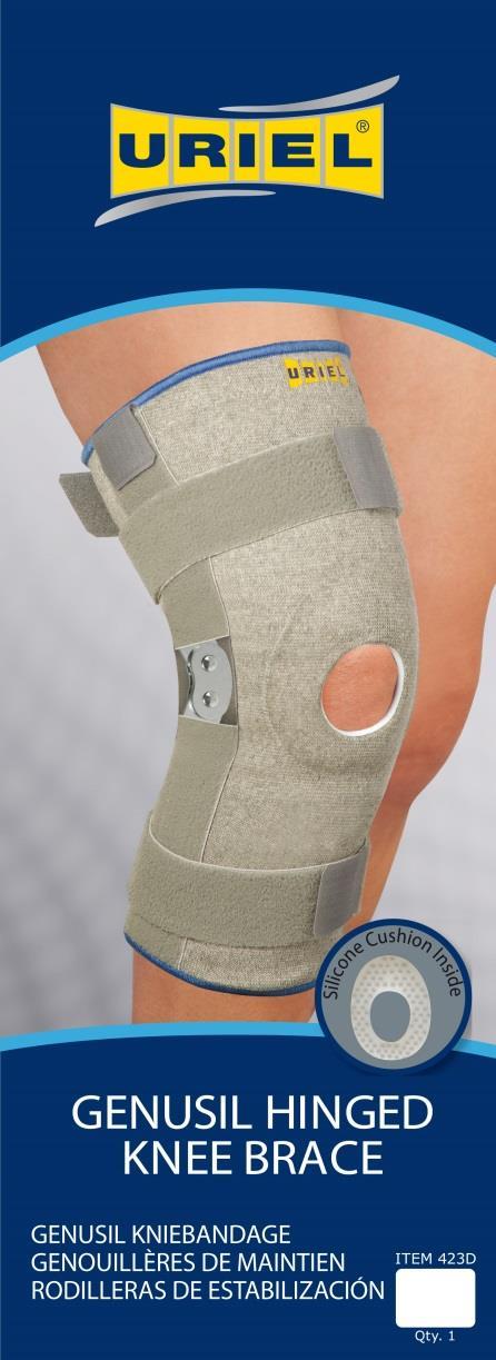 HOSPITAL 423D- Genusil Hinged Knee Brace The Knee Brace with Silicone Cushion is ideal for supporting the knee and relieving pressure over the patella.