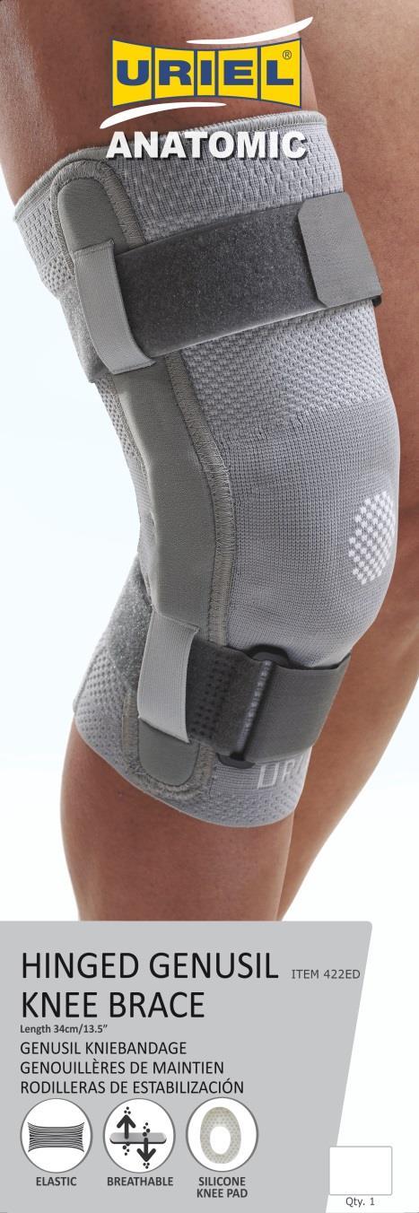 422ED- Hinged Knee Sleeve Elastic 3D-knit breathable fabric, padded with silicon cushion with two Bi-lateral strong metal hinges.