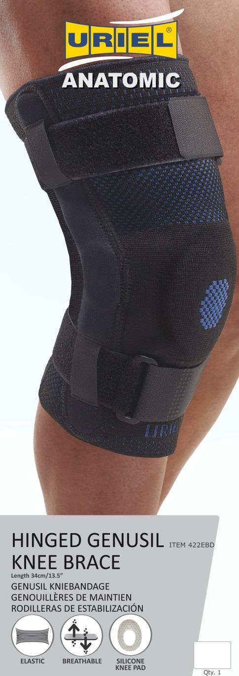 422EBD- Hinged Knee Sleeve Elastic 3D-knit breathable fabric, padded with silicon cushion with two Bi-lateral strong metal hinges.