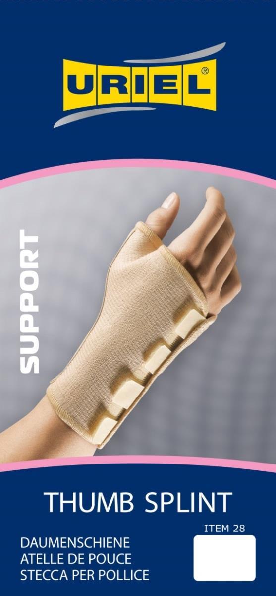 28 Thumb Splint Designed to provide firm support for the thumb whilst offering high quality material that allows breathability and wearing comfort.