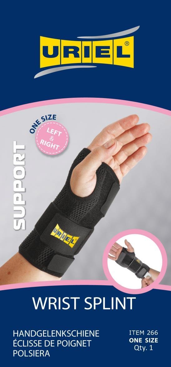 266- Wrist Splint Designed with a Removable inner aluminum stay Recommended post fracture, after removal of a cast or following ligament, muscle or tendon injuries.