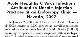 Las Vegas Hepatitis C Outbreak Syringes reused to