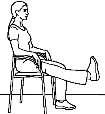 Knee Extension Straighten your knee in front of you, so that your foot lifts off the floor. Hold for 5 seconds. Repeat.