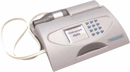 Vitalograph Alpha Spirometer Dedicated all-in-one desktop unit Simple to use Rapid and low cost testing Clear and bright color screen Accurate Fleisch pneumotachograph Measures VC, FVC, FEV1, FEV1%,