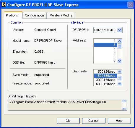 Profibus DP-Slave Express VI LabVIEW PROFIBUS VISA Driver 4 Profibus DP-Slave Express VI For an easy access a Profibus DP-Slave Express VI is available.