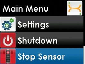 13 Lifestyle needs When you are in an active sensor session, you will see the Stop Sensor option but not the Start Sensor option on the Main