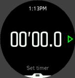 Press the middle button to open the timer display. When you first enter the display, it shows the stopwatch.
