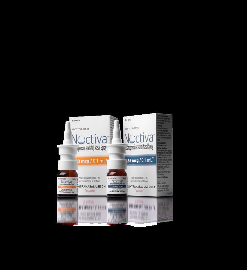 Taking NOCTIVA NOCTIVA (desmopressin acetate) Nasal Spray is available in 2 doses: 0.83 mcg and 1.66 mcg. Your doctor will decide which dose is right for you. 3 steps: 1.