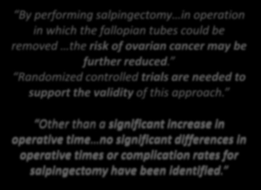 or complication rates for salpingectomy have been identified.