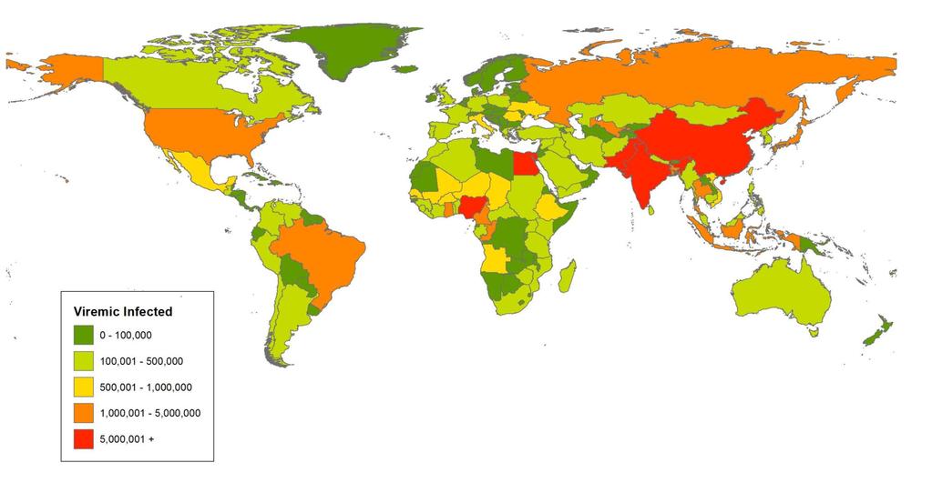 Epidemiology of HCV Infection Global Global HCV Prevalence (anti HCV adults 2.0%, all ages 1.