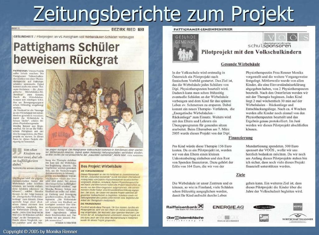 Newspaper reports about the project.