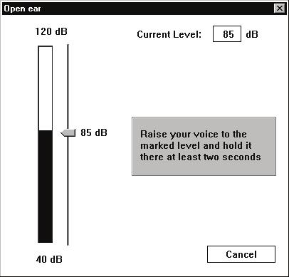 49 Instruct the client to make the sound eeeeee and hold this sound constant at the target level indicated by the arrow. The default level is 85dB.