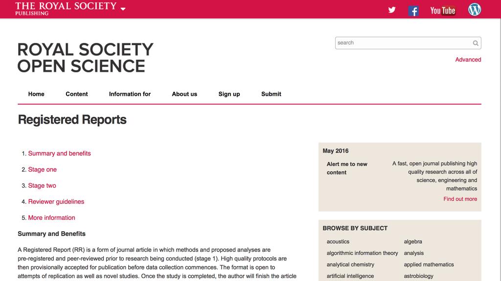 Registered Reports at Royal Society Open Science Now available in all STEM areas, from