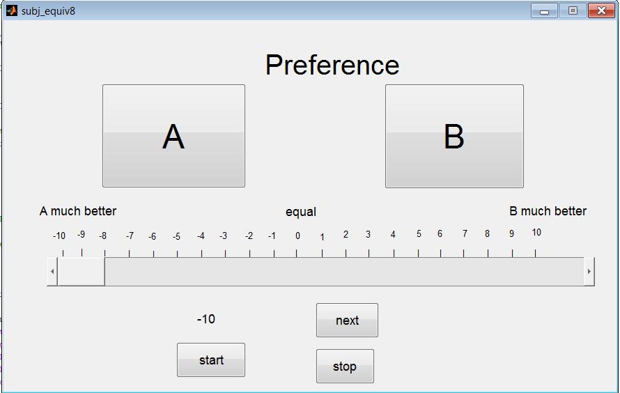 Fig. 3. MATLAB GUI used for paired comparison rating of speech quality.