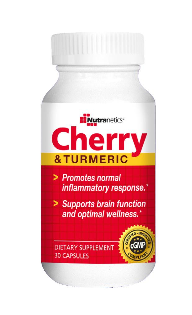 42 CHERRY & TURMERIC With the antioxidant protection of cherries and the anti-inflammatory effect of turmeric, Cherry & Turmeric is a powerful combination to: Improve brain