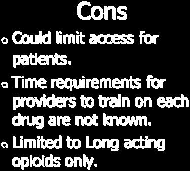 REMS can be mandated for any medication class and certain opioids have been included.