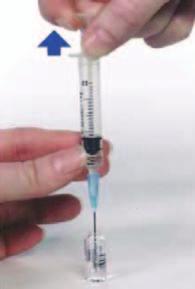 5) Hold the syringe at eye level, check for bubbles by gently tapping the barrel.