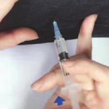 7) Stretch the skin slightly with your non-dominant hand; hold the syringe like a dart in your dominant