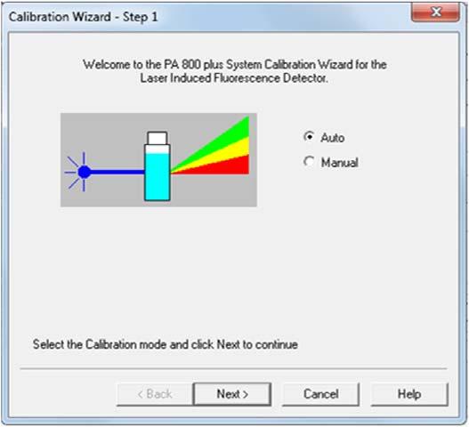 Calibrate the LIF Detector 8 Click LIF Calibration Wizard in the Instrument Configuration dialog to display the Calibration Wizard.