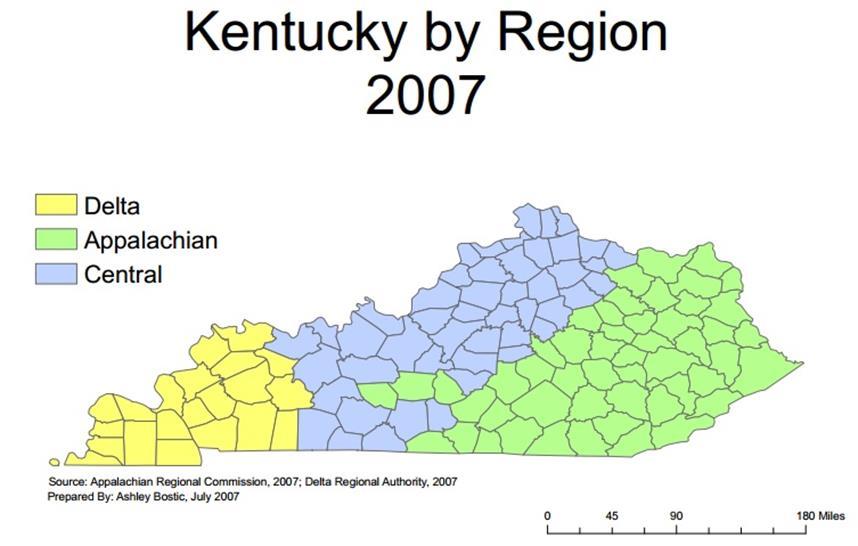 Figure 3.2 Map of Kentucky by Region Outcome The primary outcome for this study was the type of NSAID as determined by the first NSAID prescription of the patient.