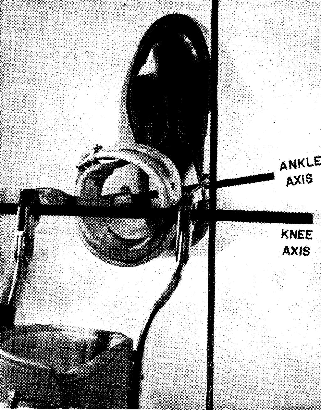 47 Fig. 9. Relating toe-out to the knee axis of the brace. TOE-OUT Toe-out accommodation is the final step in brace fabrication. This requires assembly of the stirrup to the leg brace frame.