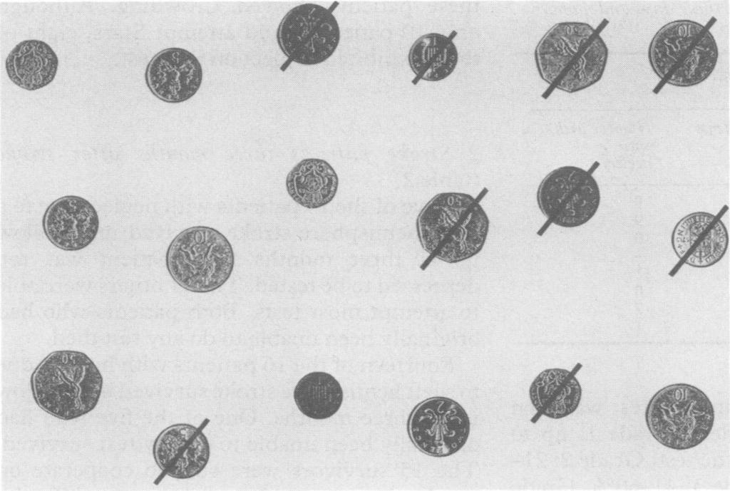 The assessment of visuo-spatial neglect after acute stroke 347 'i Figure 6 Left visuo-spatial neglect on Coin selection (unmarked coins).