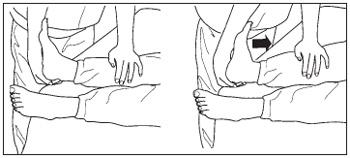 Support the leg at the knee and heel, and bring the knee toward the chest. Return the leg to the bed, and repeat with the other leg. Bring the leg out to the side. Return the leg to the center.