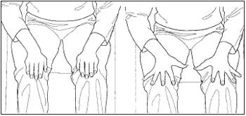 With the palms of your hand flat on your knees, spread the fingers apart, then bring them back together.