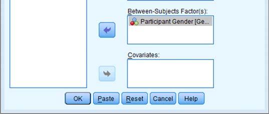 the data editor that relate to the different combinations of the gender and